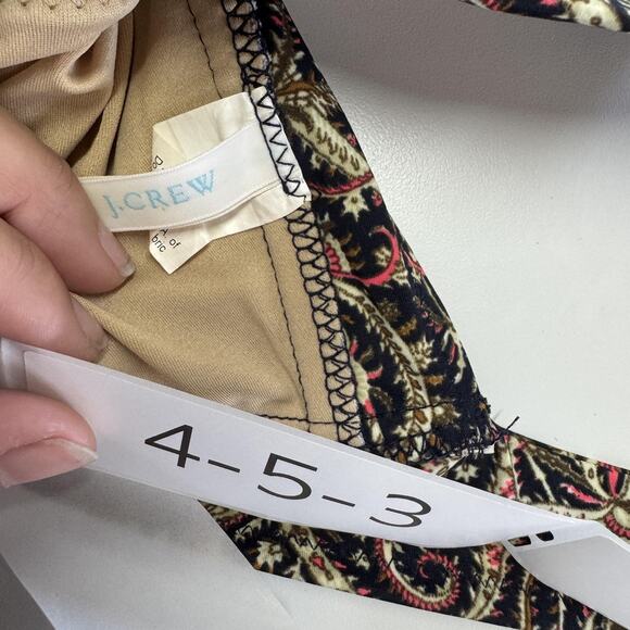 J Crew Bikini Top Womens Small D Cup Black Gold Paisley Print Halter Swim Padded - Picture 3 of 7